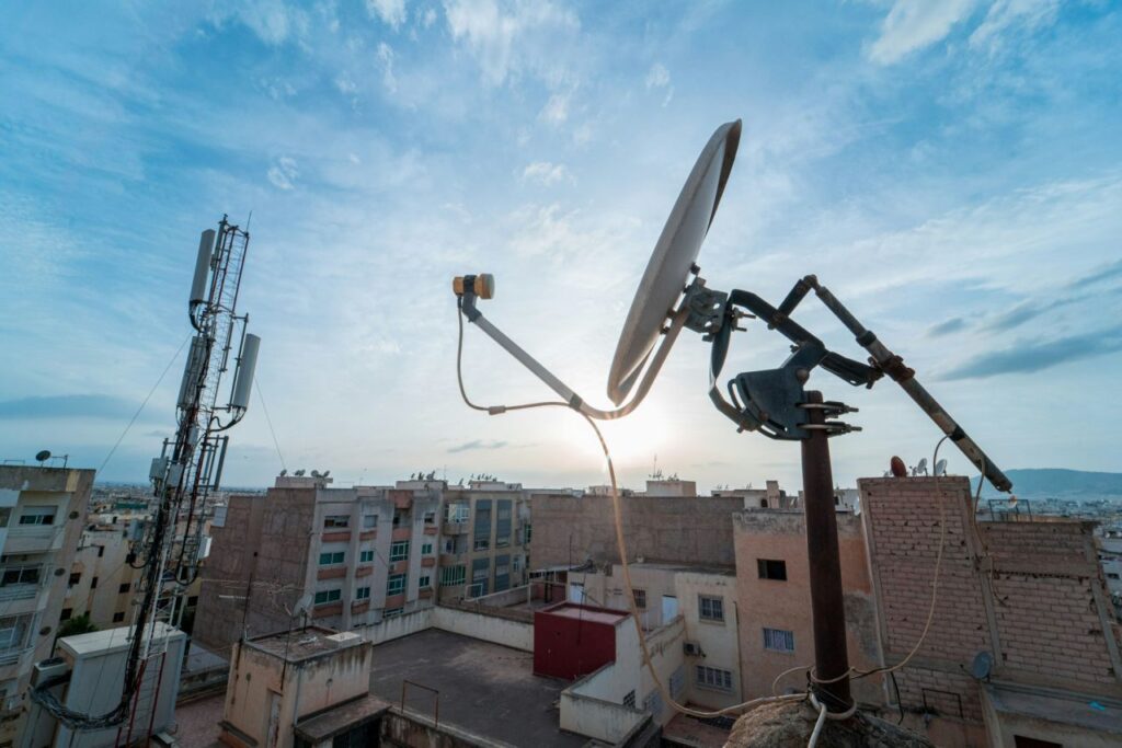 tv satellite dish with sunset sky in the background.jpg